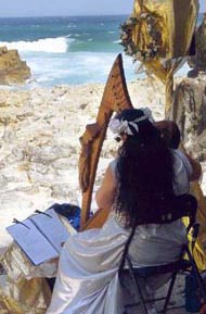 wedding at Stradbroke Island with harpist